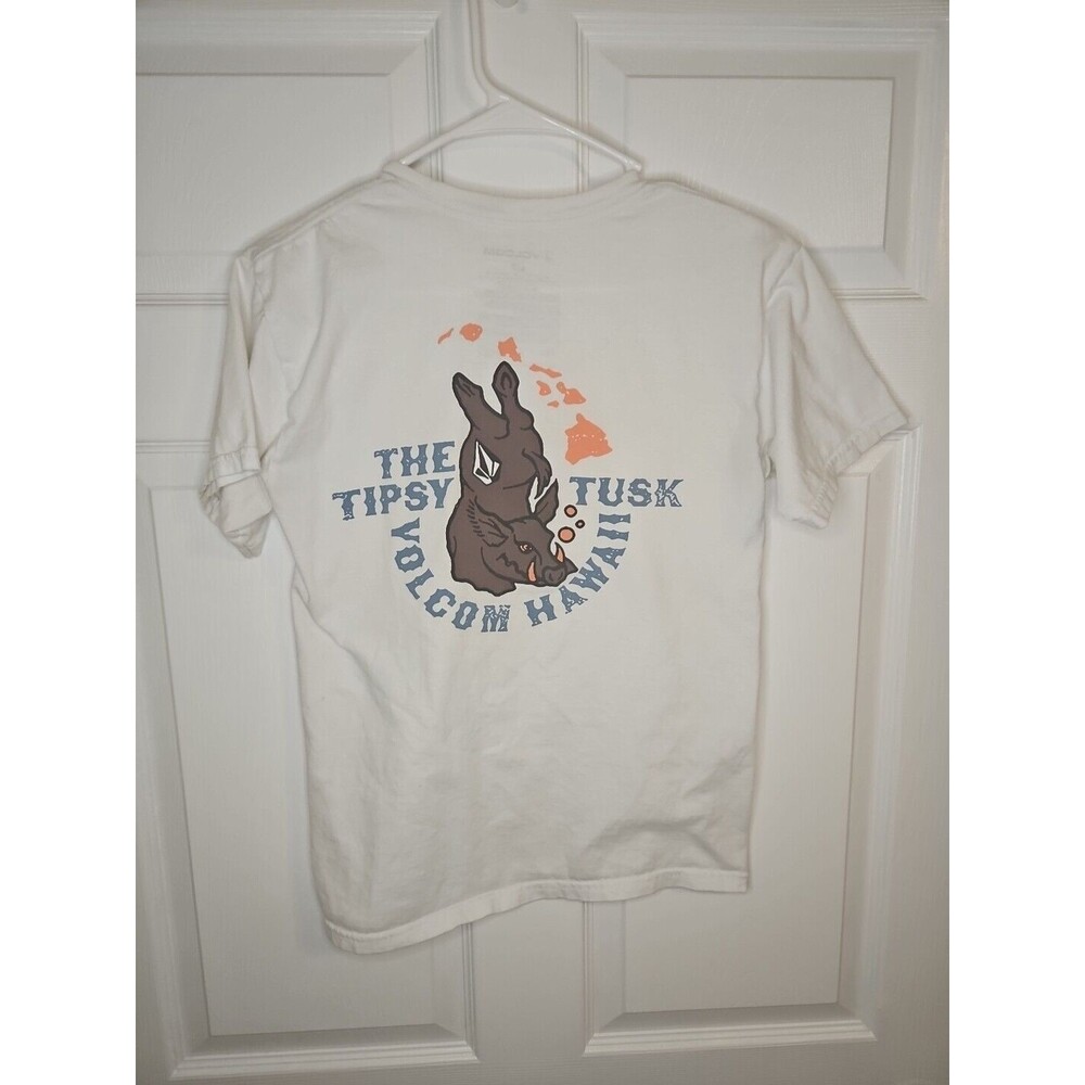 Volcom Hawaii T Shirt Mens Size S Small The Tipsy Tusk White Short Sleeve